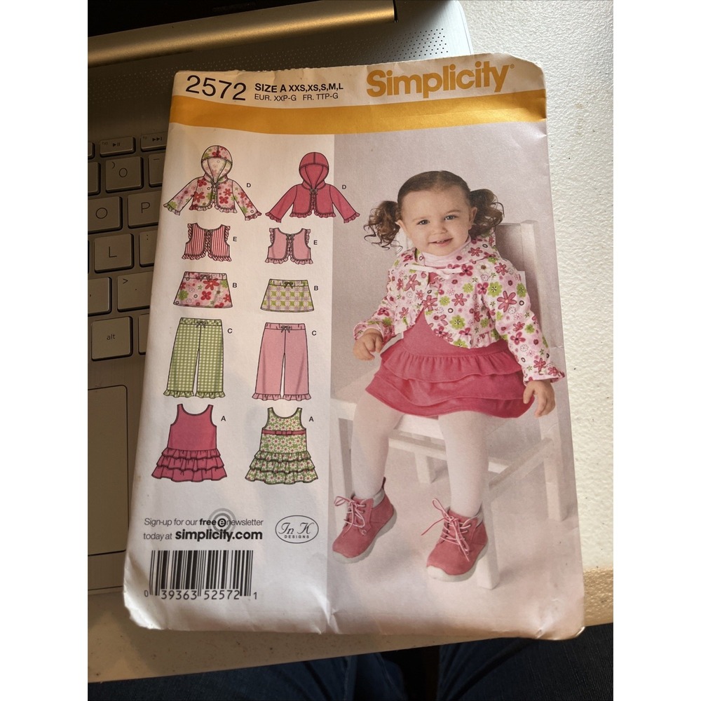 Simplicity 2572 Sewing Pattern Dress Jacket Pants Skirt Vest Infant Sz XXS-L NEW